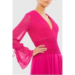 Mac Duggal 26411 Pink Pleated Bell Sleeve Chiffon Mini Dress -  Size 2 $298